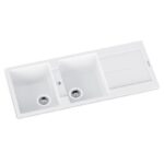 1160x460x200mm White Carysil Granite Double Bowl Kitchen Sink