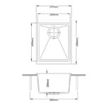 370x460x220mm Black Carysil Granite Single Bowl Kitchen Sink