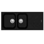 Black Carysil New Beethoven D200 Granite 1 and 3/4 Bowl with Drain Board Stone Kitchen Sink 1160*500mm