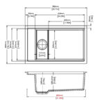 Black Carysil Harmony SD780 Granite Single Bowl Stone Kitchen Sink 780*460*250mm(with Bottom Grid & Colander)