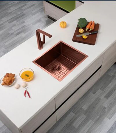 500x440x230mm Copper Stainless Steel PVD Single Bowl Kitchen Sink