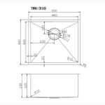 500x440x230mm Copper Stainless Steel PVD Single Bowl Kitchen Sink