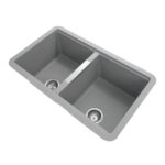 824x481x241mm Concrete Grey Carysil Granite Double Bowl Kitchen Sink