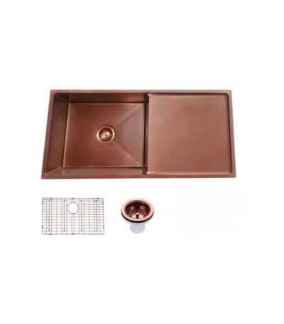 960*450*230mm Stainless Steel Copper PVD Coating Single Bowl with Drain Board Kitchen Sink