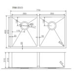 770x450x215mm Copper Stainless Steel PVD Double Bowl Kitche Sink