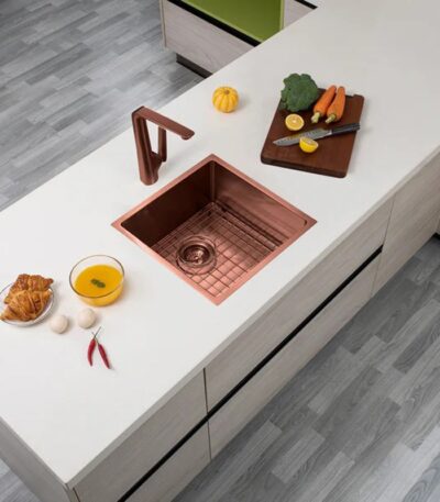 440x440x205mm Copper Stainless Steel PVD Single Bowl Kitchen Sink