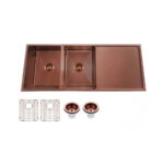 1160x460x230mm Copper Stainless Steel PVD Double Bowl Kitchen Sink