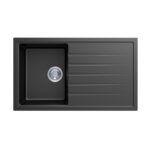 860x500mm Black Carysil Granite Single Bowl Kitchen Sink