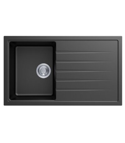 860x500mm Black Carysil Granite Single Bowl Kitchen Sink