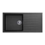 1000x500mm Black Carysil Granite Single Bowl Kitchen Sink