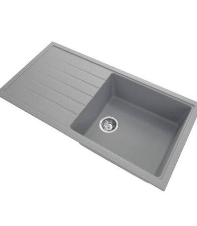 1000x500mm Concrete Grey Carysil Granite Single Bowl Kitchen Sink