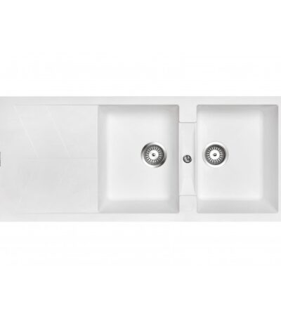 1150x500mm White Carysil Granite Double Bowl Kitchen Sink