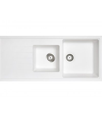 1160x500mm White Carysil Granite 1 & 1/2 Bowl Kitchen Sink