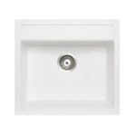 White Carysil Waltz 560FE Granite Single Bowl Stone Kitchen Sink 560*510mm