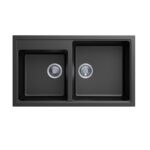 860x500x200mm Black Carysil Granite 1 & 3/4 Bowl Kitchen Sink