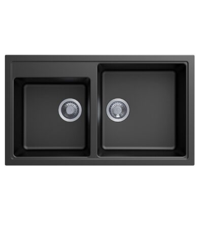 860x500x200mm Black Carysil Granite 1 & 3/4 Bowl Kitchen Sink