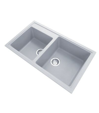 White Carysil Vivaldi N-200 Granite 1 and 3/4 Bowl Stone Kitchen Sink 860*500*200mm