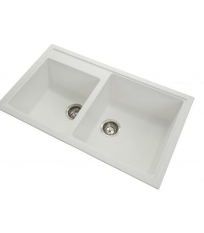860x500x200mm White Carysil Granite 1 & 3/4 Bowl Kitchen Sink