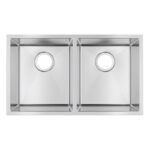 740x440x200mm Chrome Stainless Steel Double Bowl Kitchen Sink