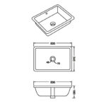 530*340*180mm Matte White Under Counter Basin(32mm Overflow)