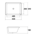 530*340*180mm Gloss White Under Counter Basin(32mm Overflow)