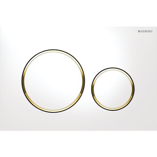 Sigma20 White with Gold Trim ABS Dual Flush/Access Plate(Round Button) 1 Sigma20 White with Gold Trim ABS Dual Flush/Access Plate(Round Button)