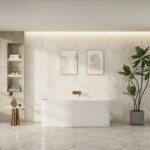 BULLION Series 1700*800*580mm Gloss White Back to Wall Acrylic Bathtub