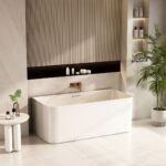 BULLION Series 1700*800*580mm Gloss White Back to Wall Acrylic Bathtub