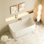 BULLION Series 1500*750*580mm Gloss White Back to Wall Acrylic Bathtub