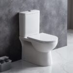 MOI 650*370*830mm Gloss White Rimless Flushing Back to Wall Two-piece Toilet Suite(Bottom Inlet)