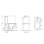PANI 670*360*850mm Gloss White Rimless Flushing Back to Wall Two-piece Toilet Suite
