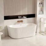 ROSE Series 1700*800*580mm Matte White Back to Wall Acrylic Bathtub