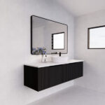 Vienna 1500mm Matt Black Wall Hung Fluted Vanity (Single Bowl)