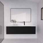 Vienna 1500mm Matt Black Wall Hung Fluted Vanity (Single Bowl)