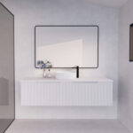 Vienna 1500mm Matt White Wall Hung Fluted Vanity (Single Bowl)