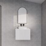 Vienna 600mm Matt White Wall Hung Fluted Vanity Cabinet