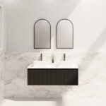 Vienna 1200mm Matt Black Wall Hung Fluted Vanity (Double Bowls)