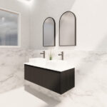 Vienna 1200mm Matt Black Wall Hung Fluted Vanity (Double Bowls)