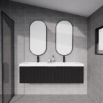 Vienna 1500mm Matt Black Wall Hung Fluted Vanity (Double Bowls)