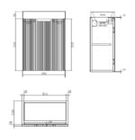 Vienna 450mm Solid Timber Wall Hung One Door Mini Vanity with Polymarble Top