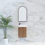 Vienna 450mm Solid Timber Wall Hung One Door Mini Vanity with Polymarble Top