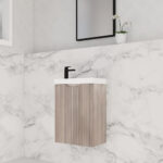 Vienna 450mm White Oak Wall Hung One Door Mini Vanity with Polymarble Top