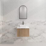 Vienna 600mm American Oak Wall Hung Fluted Vanity Cabinet