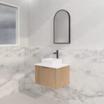 Vienna 600mm American Oak Wall Hung Fluted Vanity Cabinet