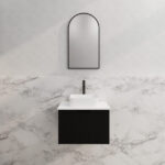 Vienna 600mm Matt Black Wall Hung Fluted Vanity Cabinet