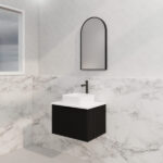 Vienna 600mm Matt Black Wall Hung Fluted Vanity Cabinet