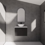 Vienna 600mm Matt Black Wall Hung Fluted Vanity Cabinet