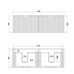 Vienna 1200mm Matt White Wall Hung Fluted Vanity (Double Bowls)