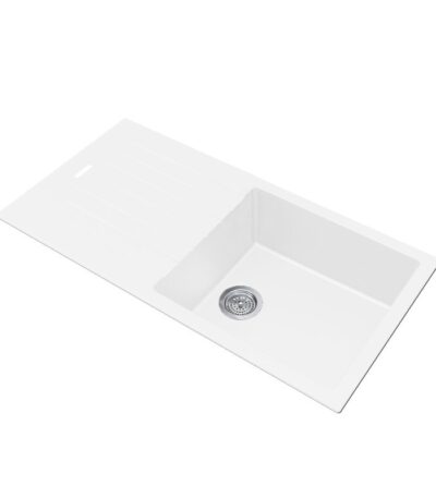 1000x500x200mm White Arete Single Bowl Kitchen Sink