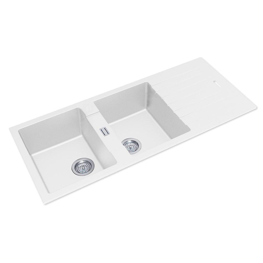 1160x500x200mm White Granite Double Bowl Kitchen Sink